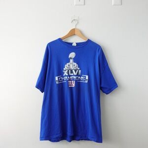 New York Giants Super Bowl T Shirt Blue XXL Champion 46 Signatures Delta Pro